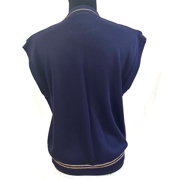 Bay Point Threads Vtg Womens Small Twinset Blue Gold Embroidered Crest Nautical - Picture 6 of 12